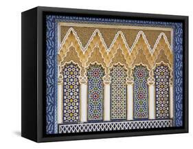 Ornate Detail With Coloured Tiles, Royal Palace, Fez-El-Jedid, Fez (Fes), Morocco, North Africa-null-Framed Stretched Canvas