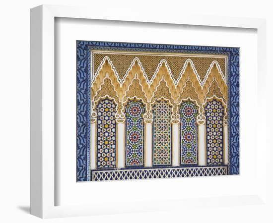 Ornate Detail With Coloured Tiles, Royal Palace, Fez-El-Jedid, Fez (Fes), Morocco, North Africa-null-Framed Photographic Print