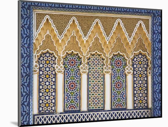 Ornate Detail With Coloured Tiles, Royal Palace, Fez-El-Jedid, Fez (Fes), Morocco, North Africa-null-Mounted Photographic Print