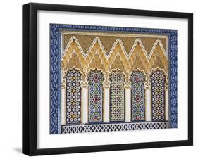 Ornate Detail With Coloured Tiles, Royal Palace, Fez-El-Jedid, Fez (Fes), Morocco, North Africa-null-Framed Photographic Print