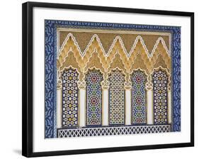 Ornate Detail With Coloured Tiles, Royal Palace, Fez-El-Jedid, Fez (Fes), Morocco, North Africa-null-Framed Photographic Print