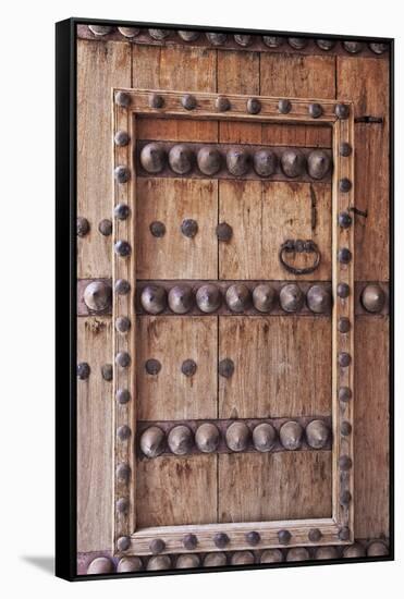 Ornate Door Detail of Jabrin Fort, Jabrin, Nizwa, Ad Dakhiliyah Governorate, Oman.-Cahir Davitt-Framed Stretched Canvas