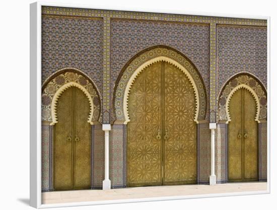 Ornate Doorway at the Royal Palace, Fez, Morocco, North Africa, Africa-John Woodworth-Framed Photographic Print