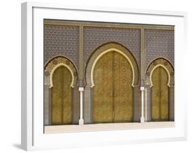 Ornate Doorway at the Royal Palace, Fez, Morocco, North Africa, Africa-John Woodworth-Framed Photographic Print