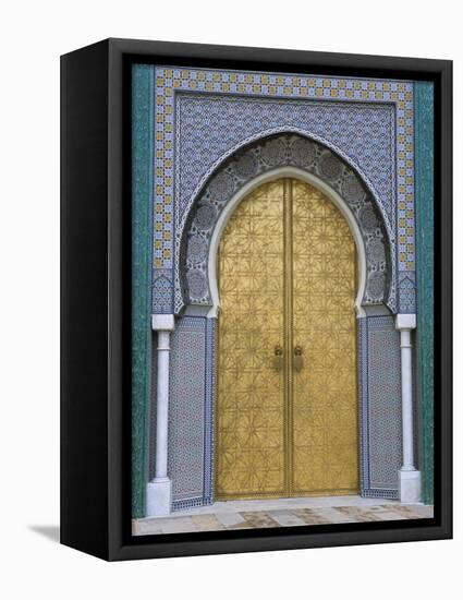 Ornate Doorway, the Royal Palace, Fez, Morocco, North Africa, Africa-R H Productions-Framed Stretched Canvas