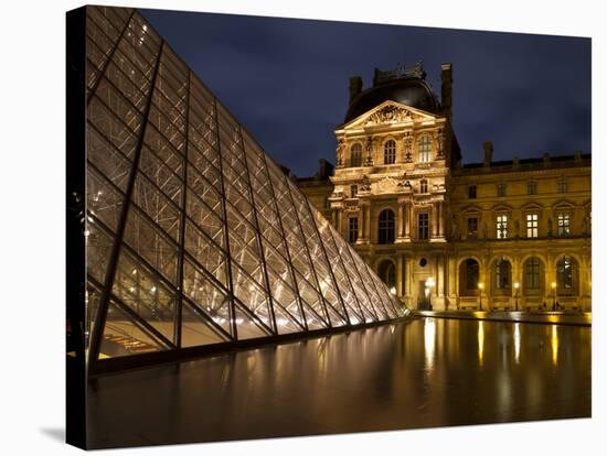 Ornate Glass and Masonry at the Louvre-Michael Blanchette Photography-Stretched Canvas