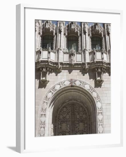 Ornate Gothic Style Entrance to the Tribune Tower, Chicago, Illinois, USA-Amanda Hall-Framed Photographic Print