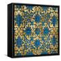 Ornate In Gold and Blue-Ellie Roberts-Framed Stretched Canvas