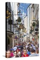 Ornate Shop Signs on Getreidegasse, Salzburgs Bustling Shopping Street, Salzburg-Doug Pearson-Stretched Canvas