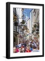 Ornate Shop Signs on Getreidegasse, Salzburgs Bustling Shopping Street, Salzburg-Doug Pearson-Framed Photographic Print