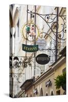 Ornate Shop Signs on Getreidegasse, Salzburgs Bustling Shopping Street, Salzburg-Doug Pearson-Stretched Canvas