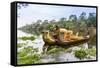 Ornate Tourist Boats Near the South Gate at Angkor Thom-Michael Nolan-Framed Stretched Canvas