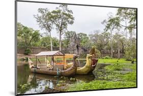 Ornate Tourist Boats Near the South Gate at Angkor Thom-Michael Nolan-Mounted Photographic Print