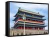 Ornate Traditional Chinese Zhengyangmen Gate Near Tiananmen Square in Central Beijing, China, Asia-Gavin Hellier-Framed Stretched Canvas