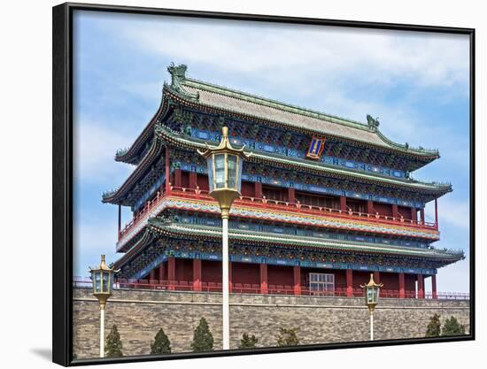 Ornate Traditional Chinese Zhengyangmen Gate Near Tiananmen Square in Central Beijing, China, Asia-Gavin Hellier-Framed Photographic Print
