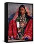 Ornately Dressed Megwar Tribe Woman Sits Next to Wall, Gujurat, India-Jaynes Gallery-Framed Stretched Canvas