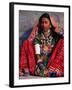 Ornately Dressed Megwar Tribe Woman Sits Next to Wall, Gujurat, India-Jaynes Gallery-Framed Premium Photographic Print