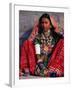 Ornately Dressed Megwar Tribe Woman Sits Next to Wall, Gujurat, India-Jaynes Gallery-Framed Photographic Print