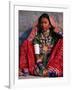 Ornately Dressed Megwar Tribe Woman Sits Next to Wall, Gujurat, India-Jaynes Gallery-Framed Photographic Print