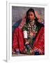 Ornately Dressed Megwar Tribe Woman Sits Next to Wall, Gujurat, India-Jaynes Gallery-Framed Photographic Print