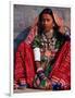 Ornately Dressed Megwar Tribe Woman Sits Next to Wall, Gujurat, India-Jaynes Gallery-Framed Photographic Print