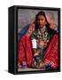 Ornately Dressed Megwar Tribe Woman Sits Next to Wall, Gujurat, India-Jaynes Gallery-Framed Stretched Canvas
