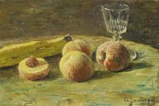 Still Life with Peaches and Wine Glass, Ca, 1890-Orneore Metelli-Stretched Canvas