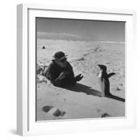 Ornithologist Photographing Native Penguin-Fritz Goro-Framed Photographic Print