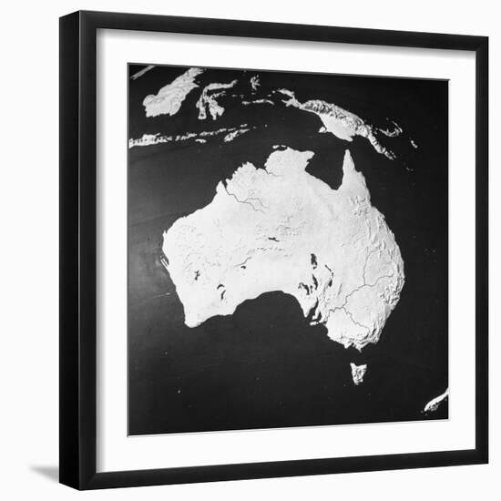 Orographical Map of Australia-null-Framed Premium Photographic Print
