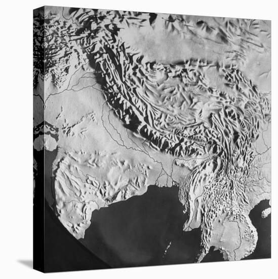 Orographical Map of Tibet and Mt. Everest-null-Stretched Canvas