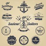 Set of Vintage Retro Nautical Badges and Labels-Oros Gabor-Framed Art Print