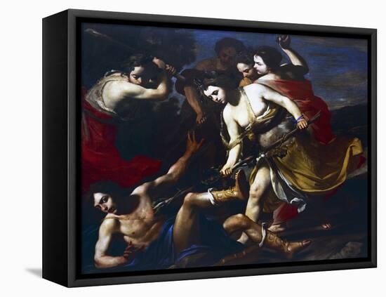 Orpheus Beaten by Bacchantes-Massimo Stanzione-Framed Stretched Canvas