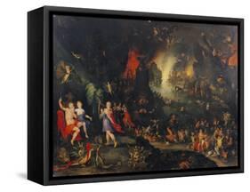 Orpheus Playing to Pluto and Persephone in the Underworld-Jan Brueghel the Elder-Framed Stretched Canvas