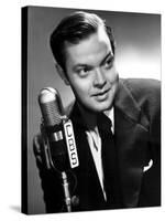 Orson Welles at the CBS Microphone in Publicity Shot for Murcury Summer Theater, 1946-null-Stretched Canvas