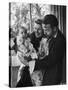 Orson Welles, Wife Rita Hayworth and Infant Daughter Rebecca at Home-Peter Stackpole-Stretched Canvas