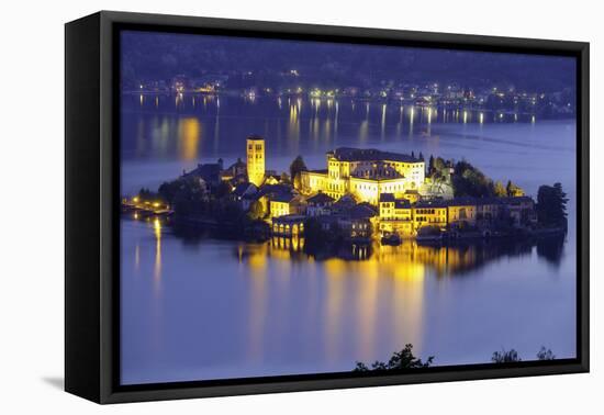 Orta San Giulio Island, Night View. Color Image-Stefanopez-Framed Stretched Canvas