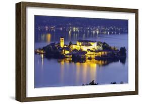 Orta San Giulio Island, Night View. Color Image-Stefanopez-Framed Photographic Print