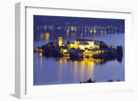 Orta San Giulio Island, Night View. Color Image-Stefanopez-Framed Photographic Print