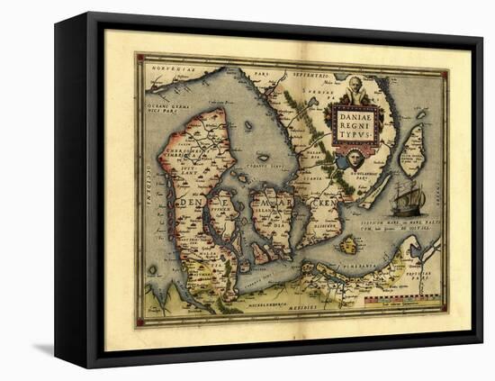 Ortelius's Map of Denmark, 1570-Library of Congress-Framed Stretched Canvas