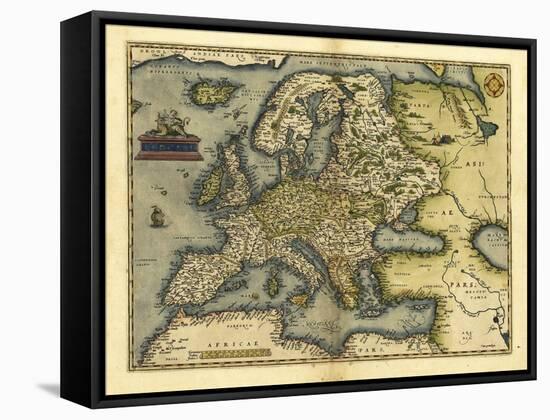 Ortelius's Map of Europe, 1570-Library of Congress-Framed Stretched Canvas