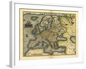 Ortelius's Map of Europe, 1570-Library of Congress-Framed Photographic Print