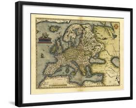 Ortelius's Map of Europe, 1570-Library of Congress-Framed Photographic Print