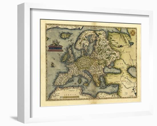 Ortelius's Map of Europe, 1570-Library of Congress-Framed Photographic Print