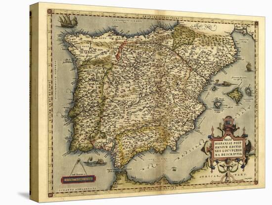 Ortelius's Map of Iberian Peninsula, 1570-Library of Congress-Stretched Canvas