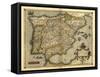 Ortelius's Map of Iberian Peninsula, 1570-Library of Congress-Framed Stretched Canvas
