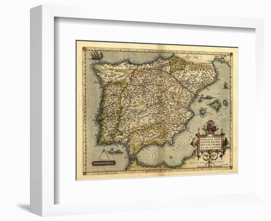 Ortelius's Map of Iberian Peninsula, 1570-Library of Congress-Framed Photographic Print