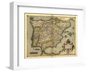 Ortelius's Map of Iberian Peninsula, 1570-Library of Congress-Framed Photographic Print