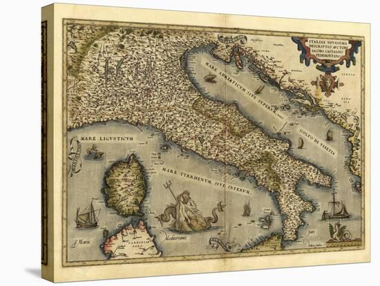 Ortelius's Map of Italy, 1570-Library of Congress-Stretched Canvas