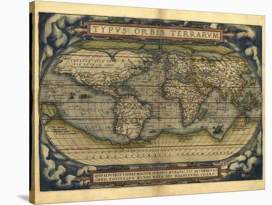 Ortelius's World Map, 1570-Library of Congress-Stretched Canvas