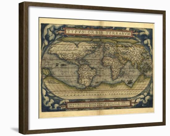 Ortelius's World Map, 1570-Library of Congress-Framed Photographic Print